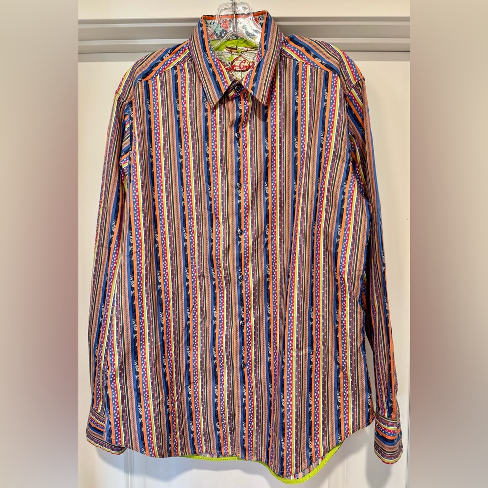 Robert Graham‎ Vibrant Striped Button Down Shirt EUC